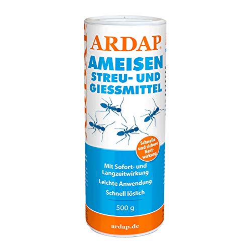 ARDAP Ameisen Streu- & Gießmittel 500g - Ameisengift draußen - Ameisen bekämpfen Garten - Ameisenmittel, Ameisenvernichter - Ameisen im Rasen, Ameisengift für Rasen - Wirkt sofort, leichte Anwendung