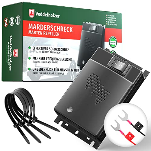 Veddelholzer Marderschreck Auto-hochwirksame Autobatteriebetriebene Marderabwehr im Ultraschall Frequenzbereich-Automatischer Marderschutz Motoraum passend für alle Modelle-Autozubehör Marder Abwehr