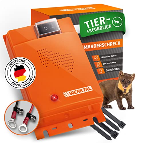 WERKTAL Marderschreck Auto - Effektive Marderabwehr mit Ultraschall & Blitzlicht [Autobatteriebetrieben]- Automatischer Marderschrecker Auto - Dauerhafte Mader Abwehr für Motorraum - Marderabwehrgerä