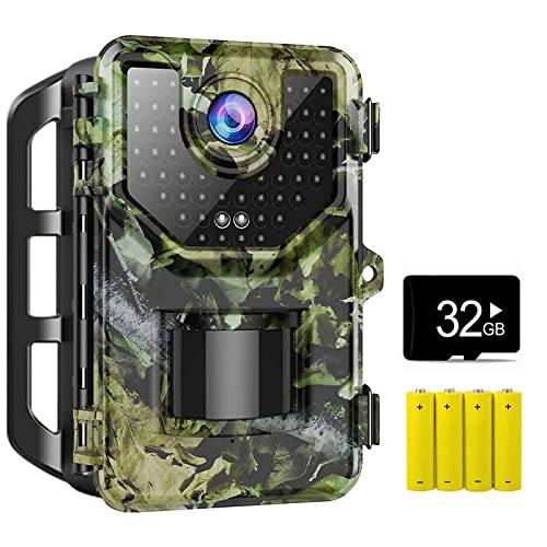 Wildkamera mit Bewegungsmelder Nachtsicht - 1520P 20MP Wildkamera, 940nm No Glow IR LEDs Wildtierkamera, 0.2s Schnelle Trigger IP66 Wasserdicht Nachtsicht Wildkamera mit 32G Speicherkar