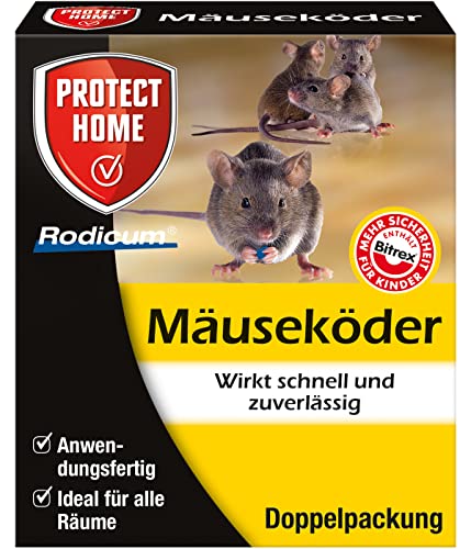 PROTECT HOME Rodicum Mäuseköder anwendungsfertige beköderte Köderbox zur effektiven Mäusebekämpfung, 2 Stüc