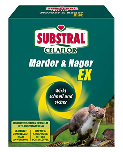 Substral Celaflor Marder & Nager Ex, zur Abwehr von Mardern und Nagetieren in Haus, Garage, Dachboden und Garten, 300g